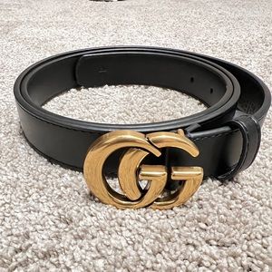 Gucci Unisex Belt Black Gold New Receipt